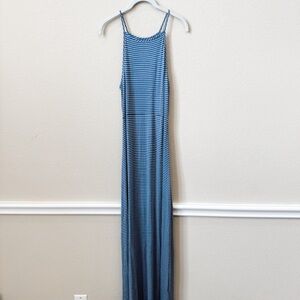 Blue and White Stripped Maxi Dress